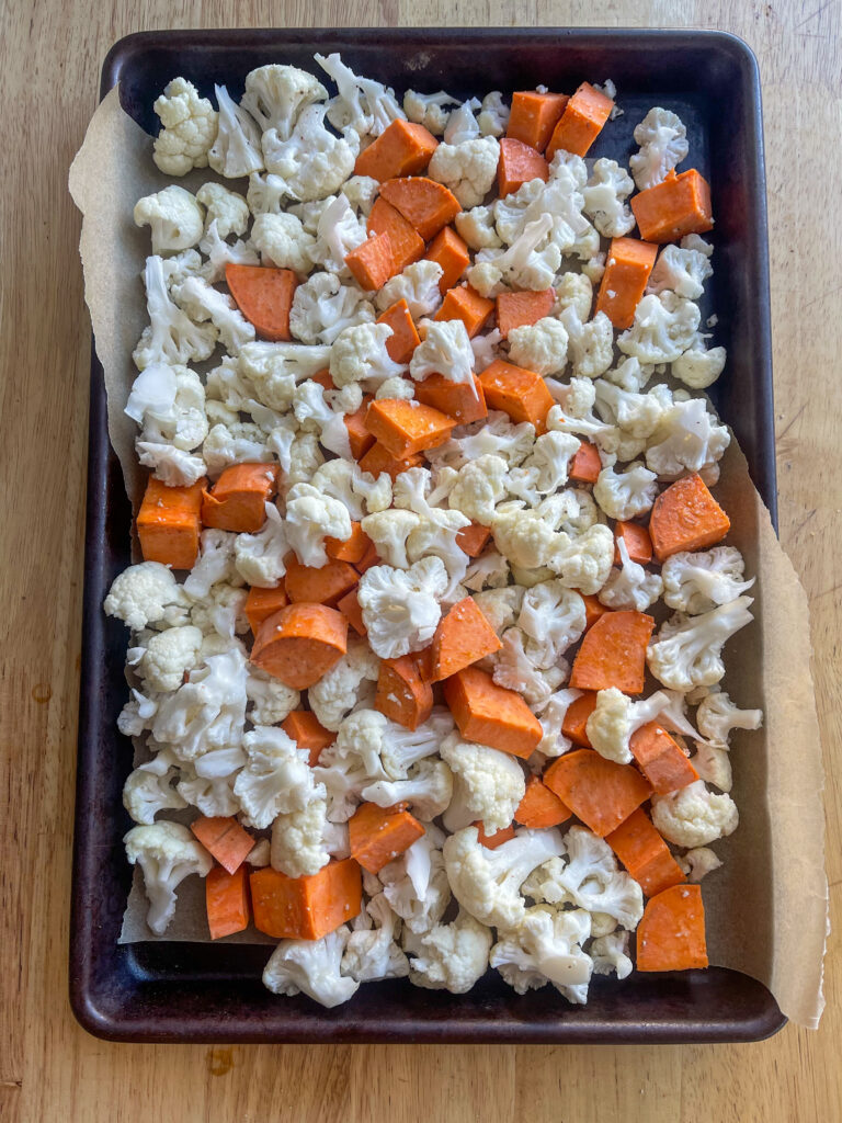 Roasted cauliflower and sweet potato