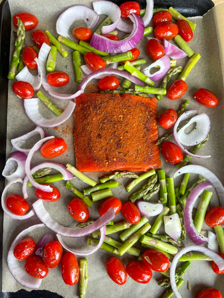 Salmon sheet pan