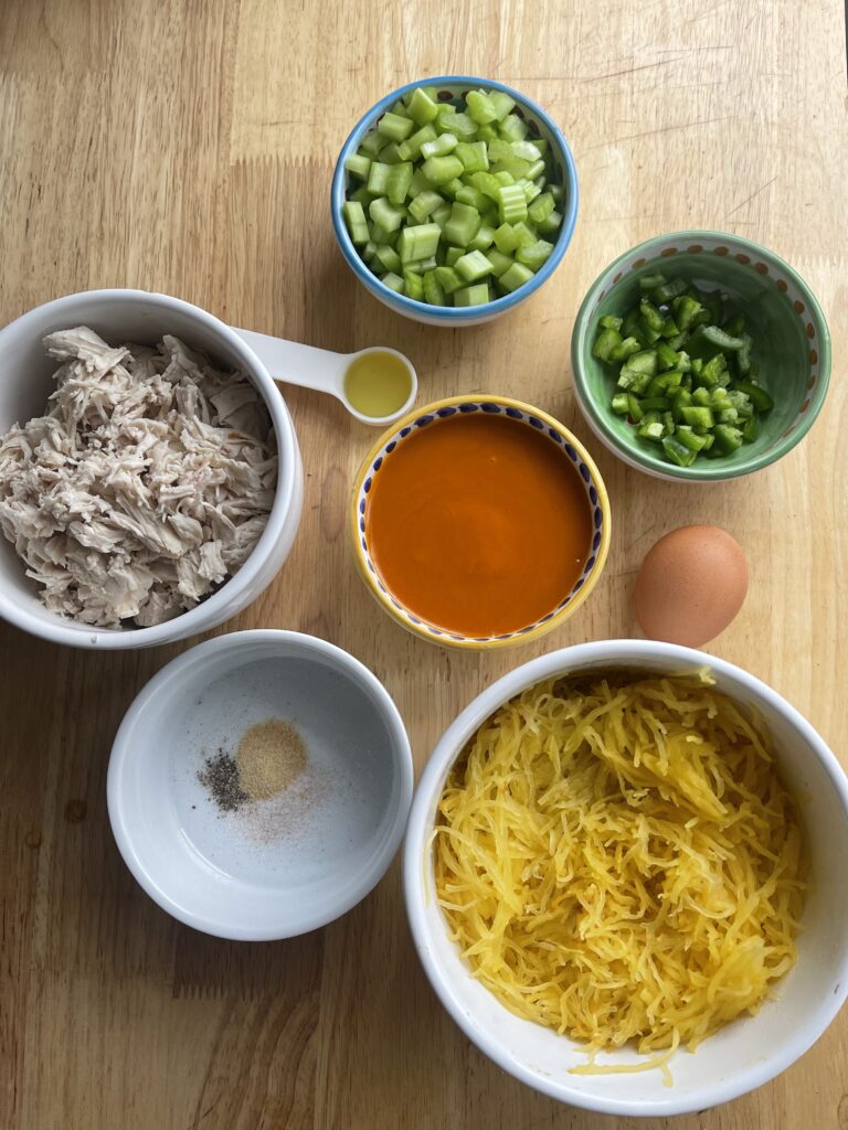 ingredients for buffalo chicken bake