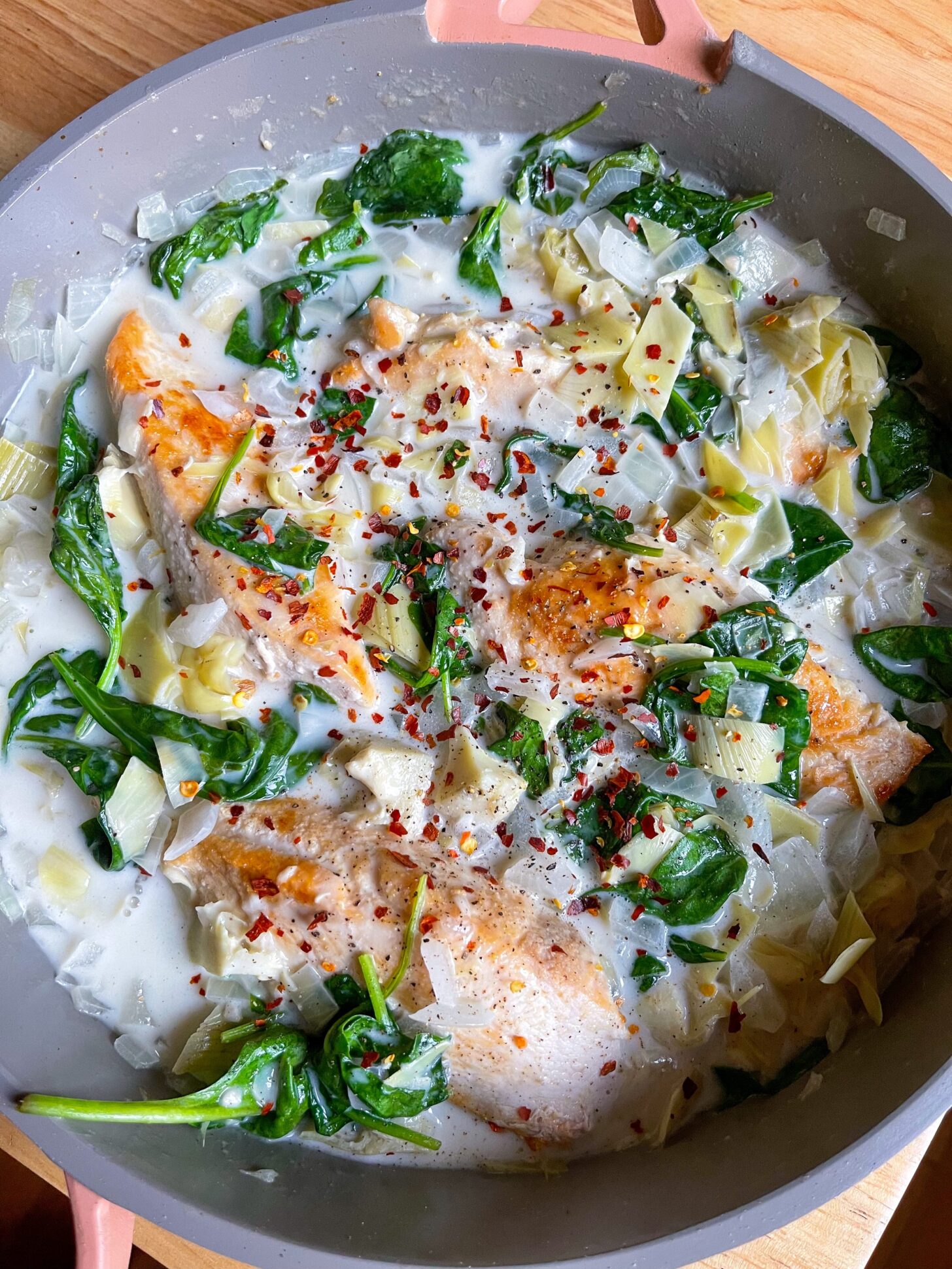 Spinach Artichoke Chicken Skillet