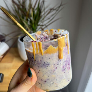 Peanut butter and jelly overnight oats