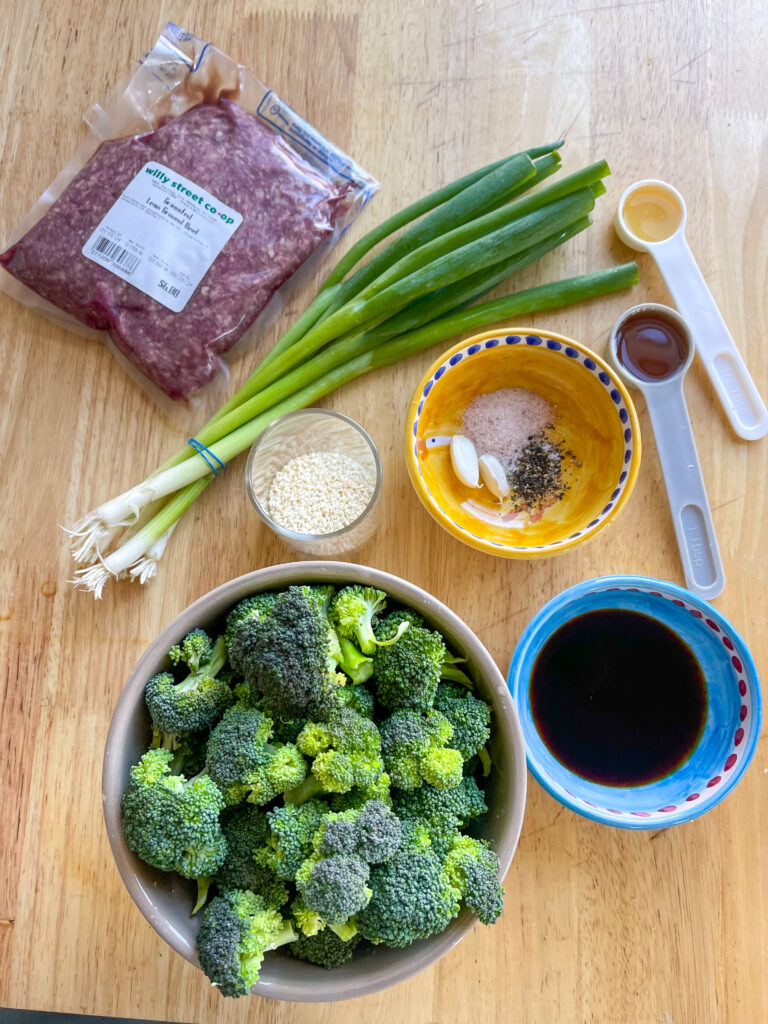 Ingredients for paleo beef and broccoli