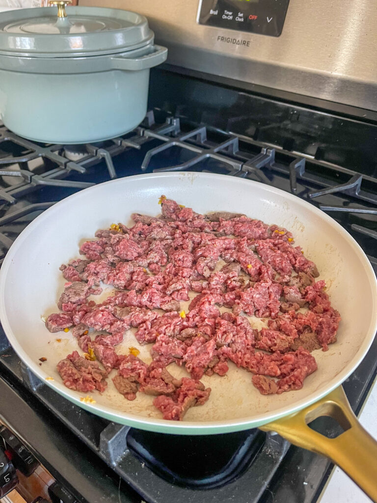 Ground beef in skillet