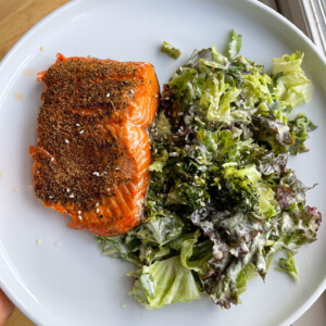 Tahini caesar with salmon