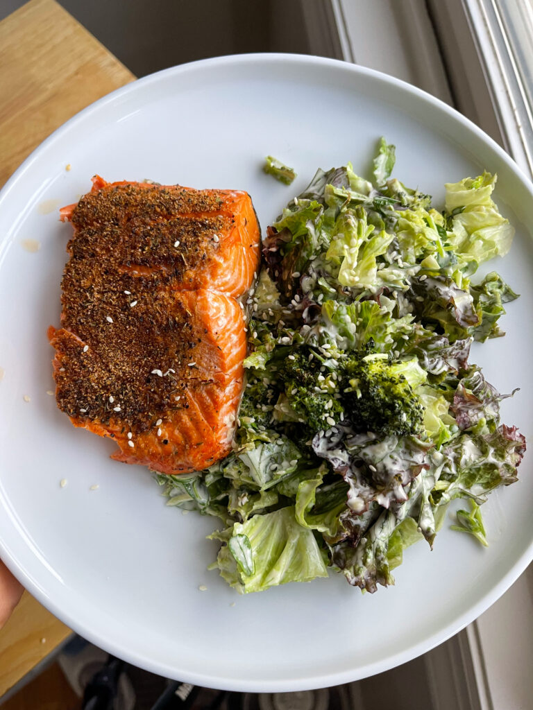 Tahini caesar with salmon