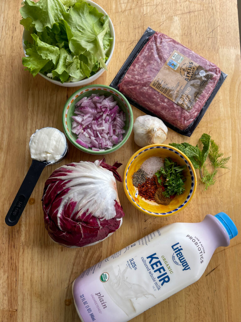 Ingredients for greek lamb salad