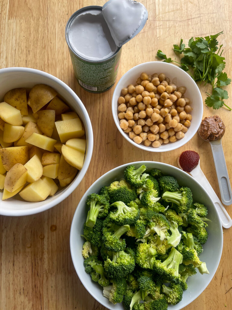 Ingredients for potato chickpea curry