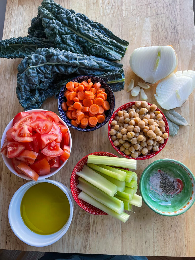 Ingredients for chickpea vegetable stew