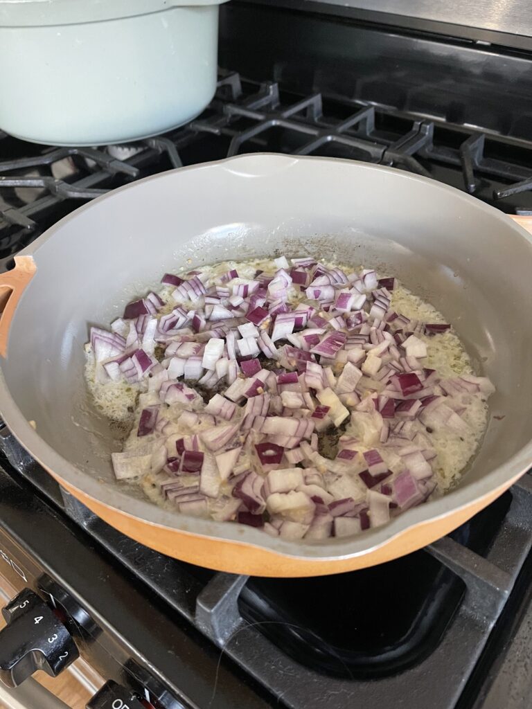 Onion and garlic in skillet