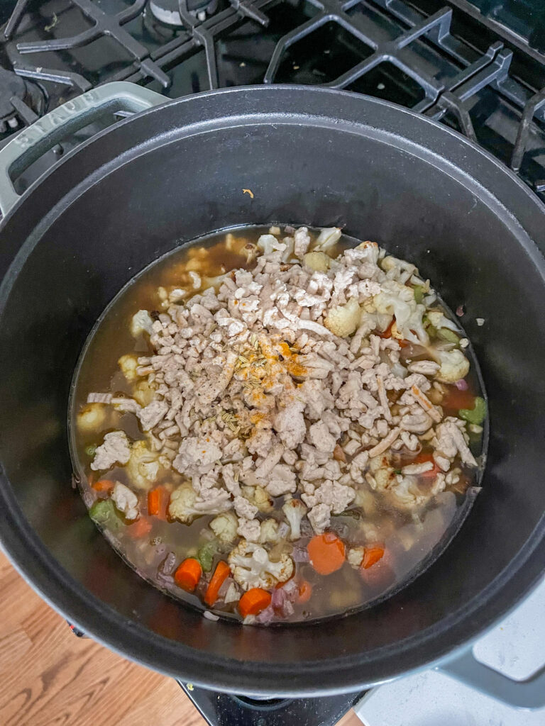 Turkey soup on the stovetop