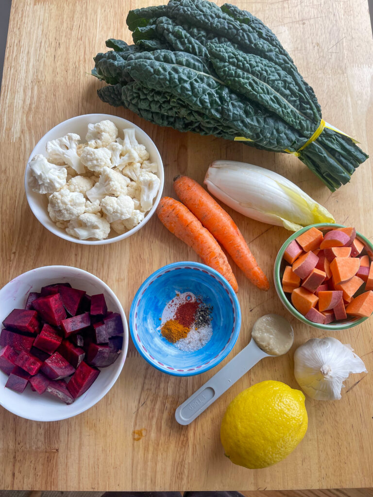 Ingredients for root vegetable salad