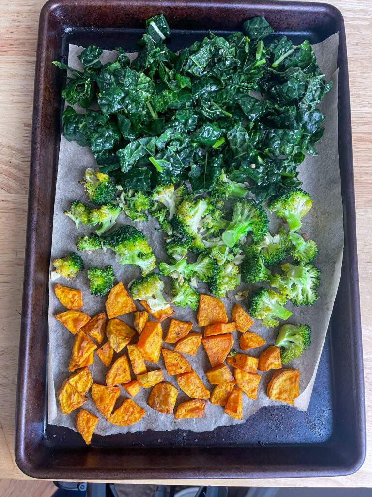 Sweet potato broccoli and kale