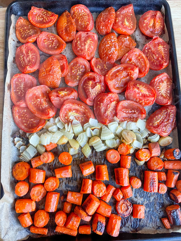 Roasted tomatoes and carrots