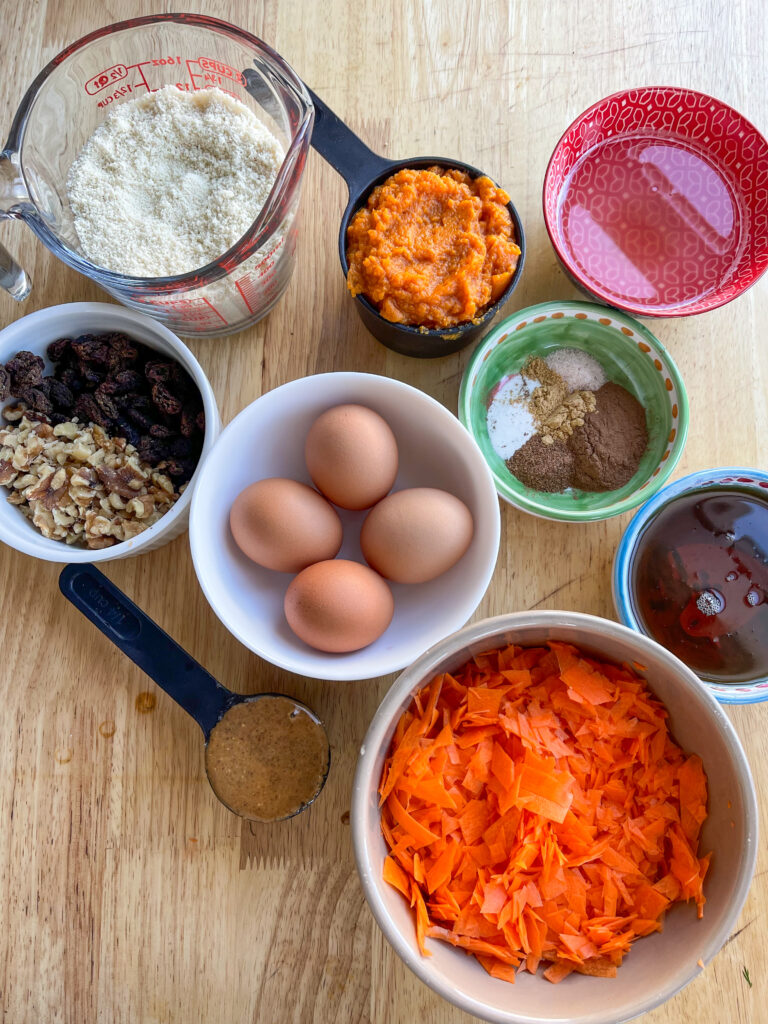 Ingredients for paleo carrot cake