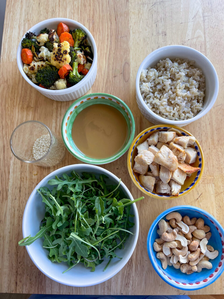 Ingredients for thai chicken bowl