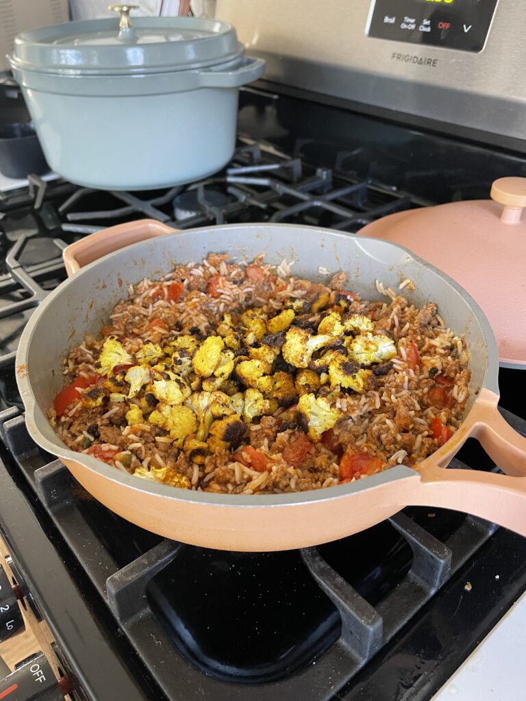 Cauliflower in skillet