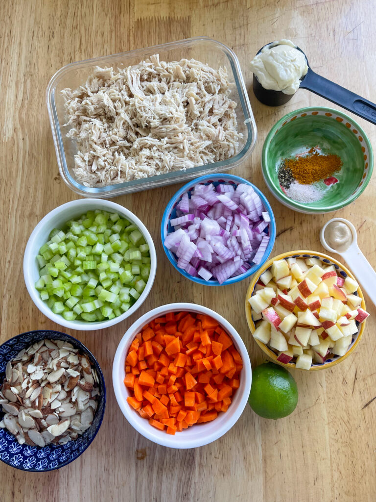 Ingredients for curry chicken salad