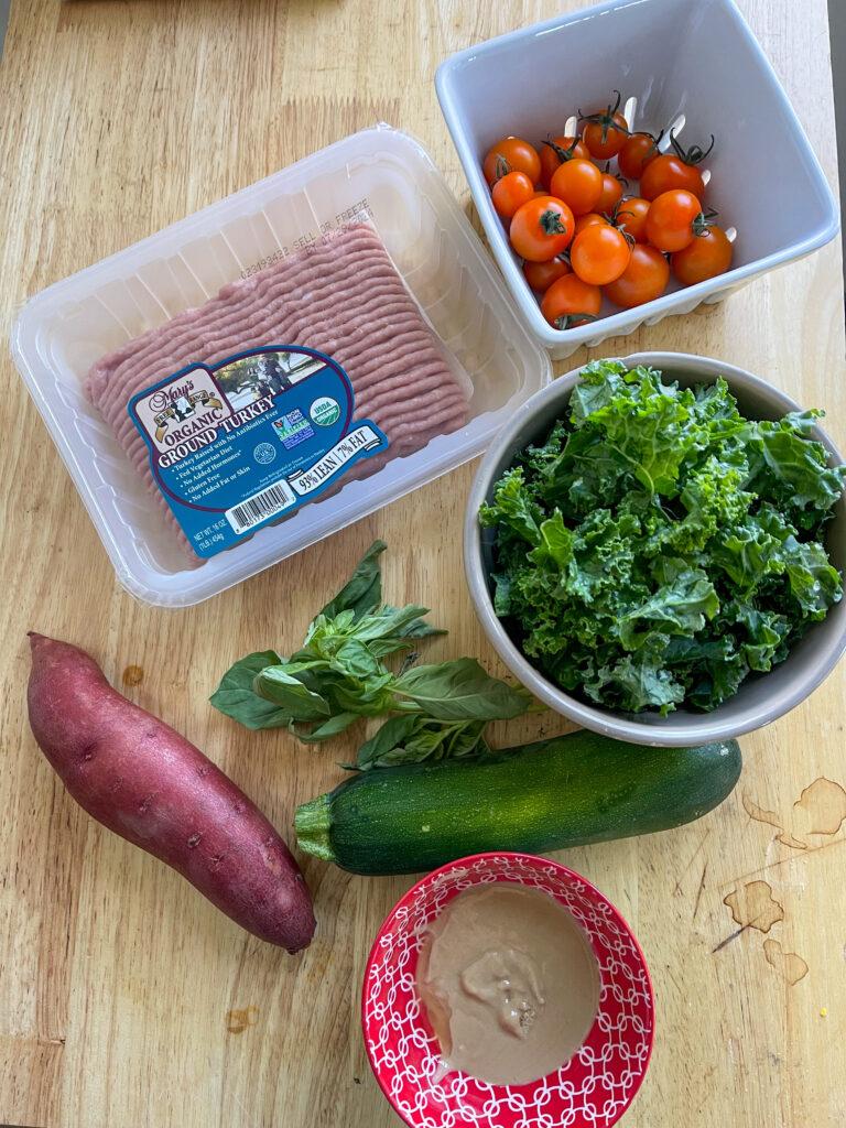 ingredients for ground turkey bowls