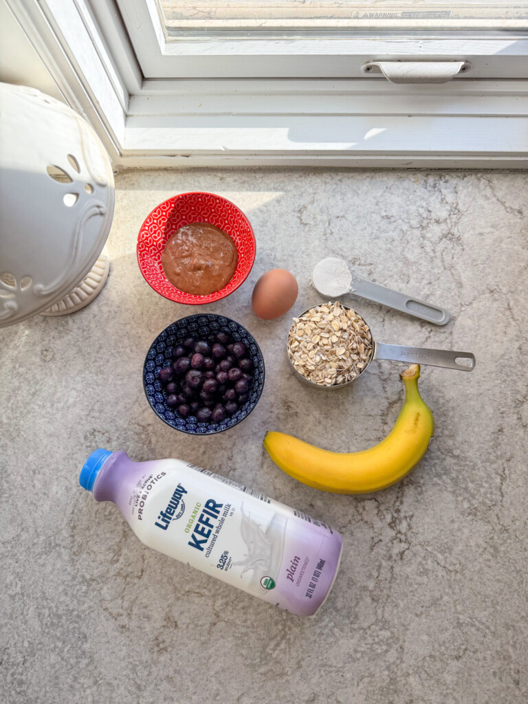 ingredients for blueberry banana oat bars